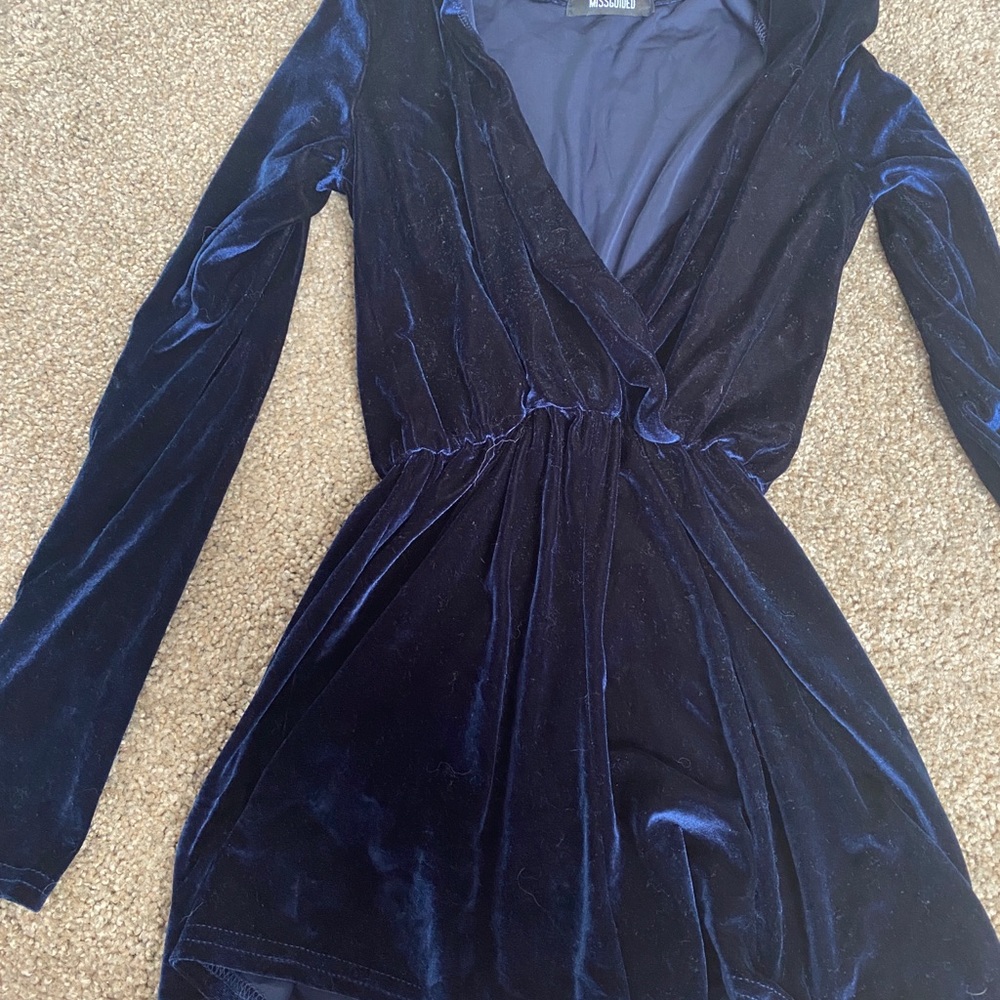 Blue velvet unitard/romper